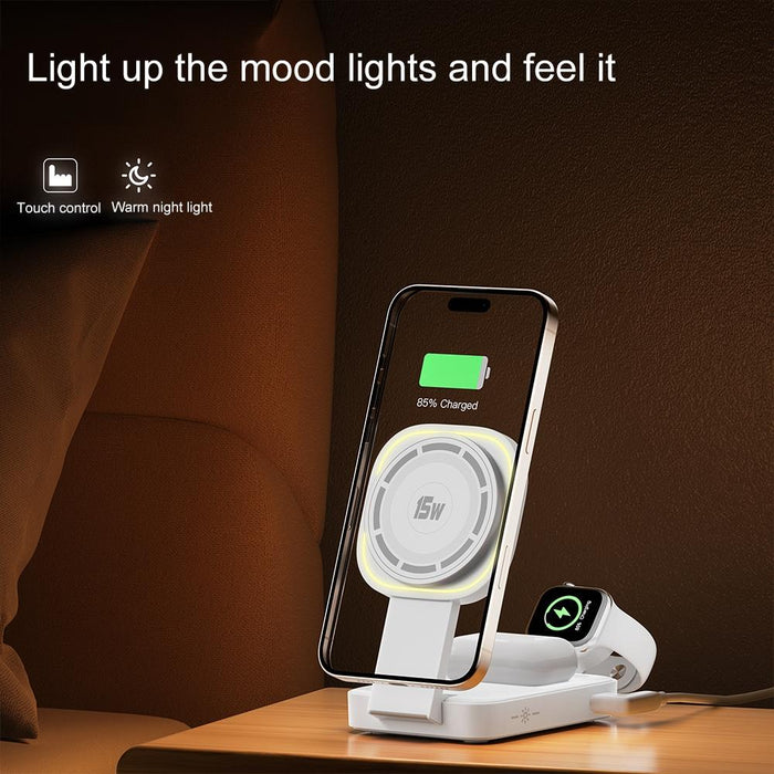 3 In 1 Magnetic Wireless Charger With Led Light