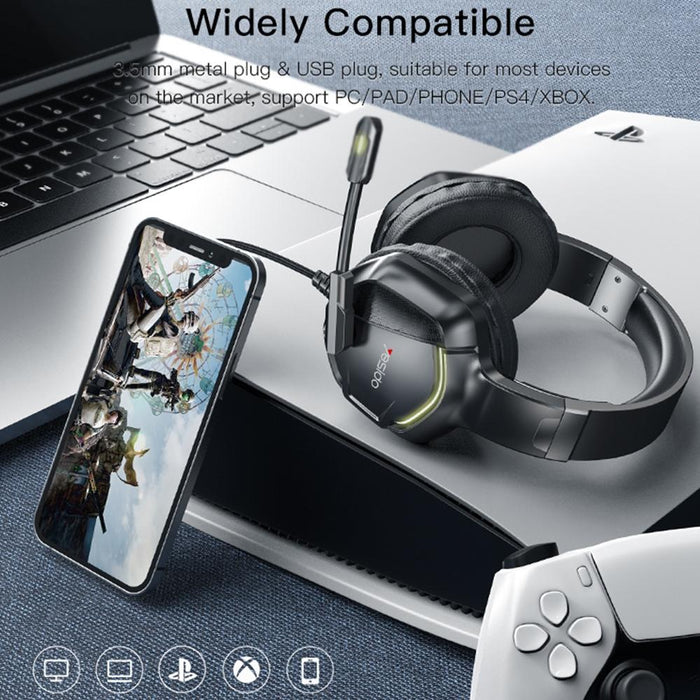 Rgb Gaming Wired Earphone With Mic Black