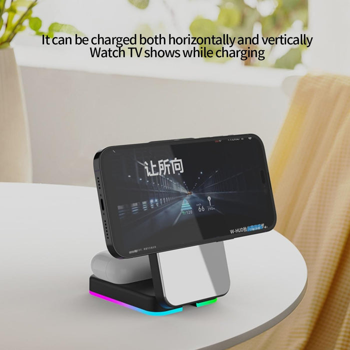 Foldable 3 In 1 Rgb Led Wireless Charger