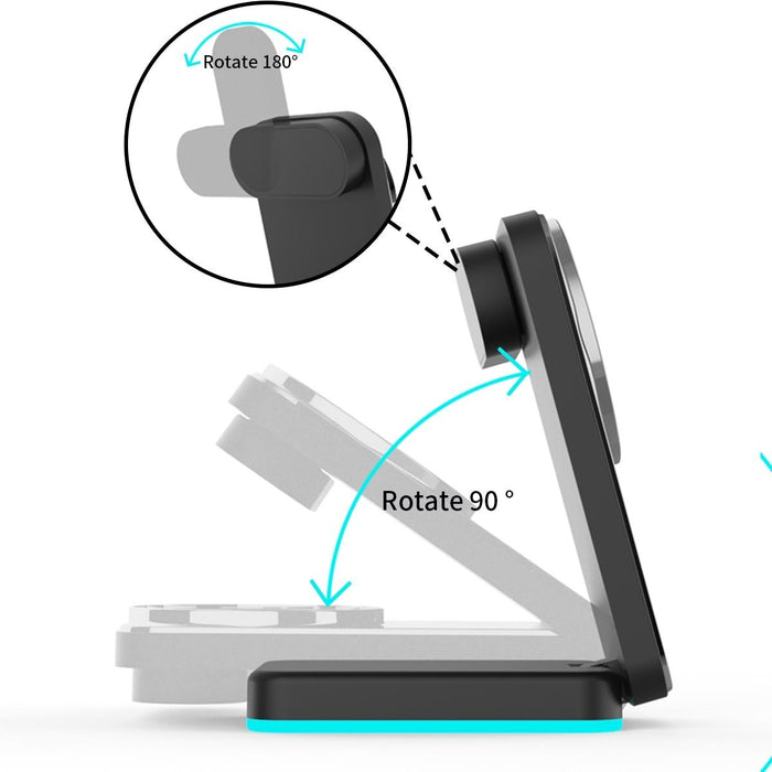 Foldable 3 In 1 Rgb Led Wireless Charger