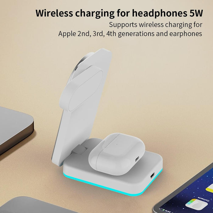 Foldable 3 In 1 Rgb Led Wireless Charger
