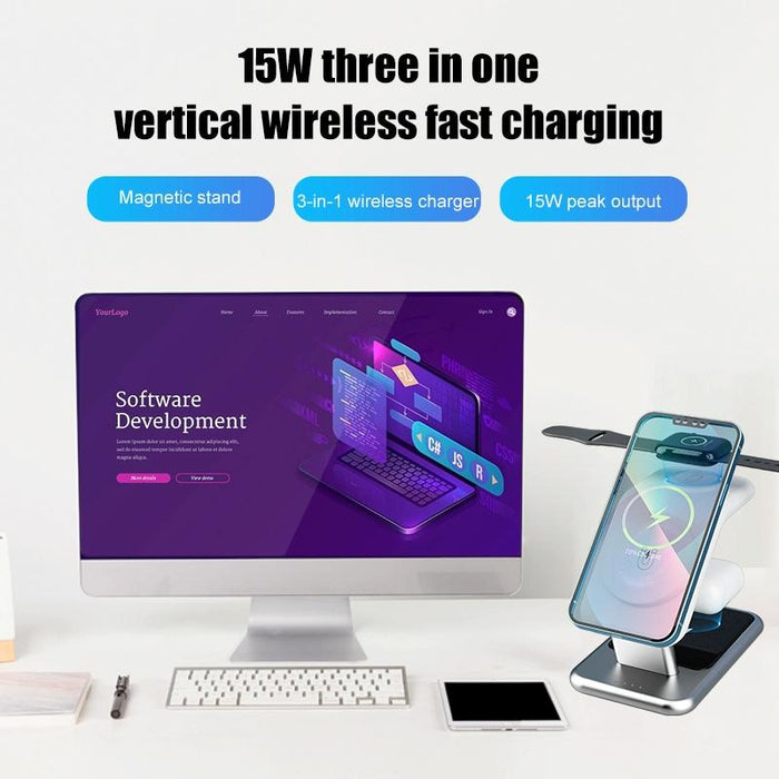 15W 3 In 1 Magnetic Wireless Charger