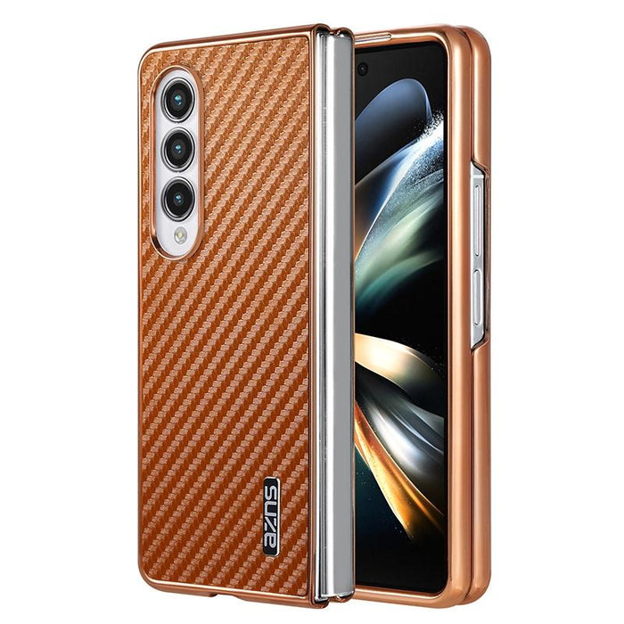 For Samsung Galaxy Z Fold7 5G Carbon Fiber Texture Phone Case Electroplated Edge
