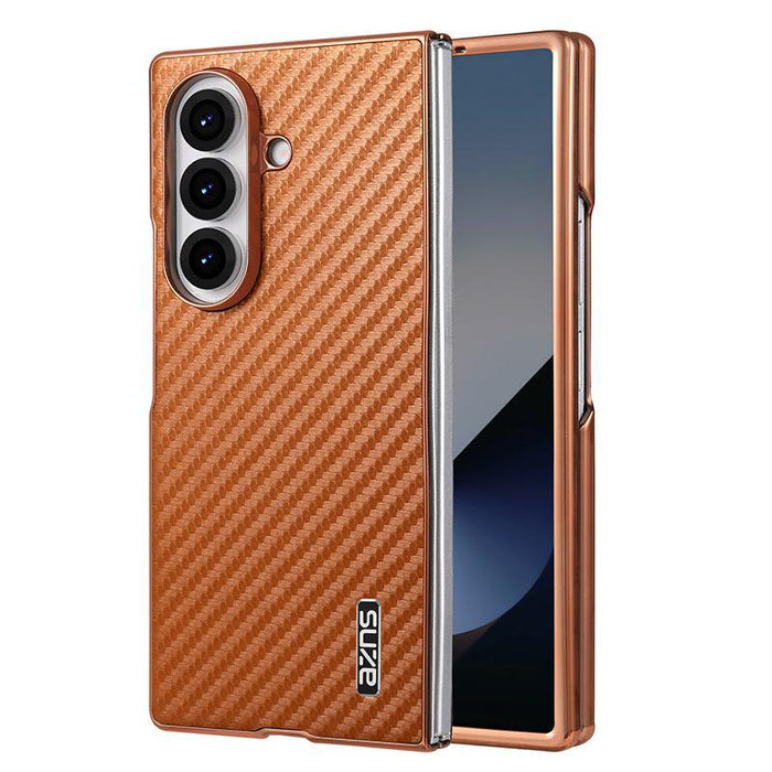 For Samsung Galaxy Z Fold7 5G Carbon Fiber Texture Phone Case Electroplated Edge
