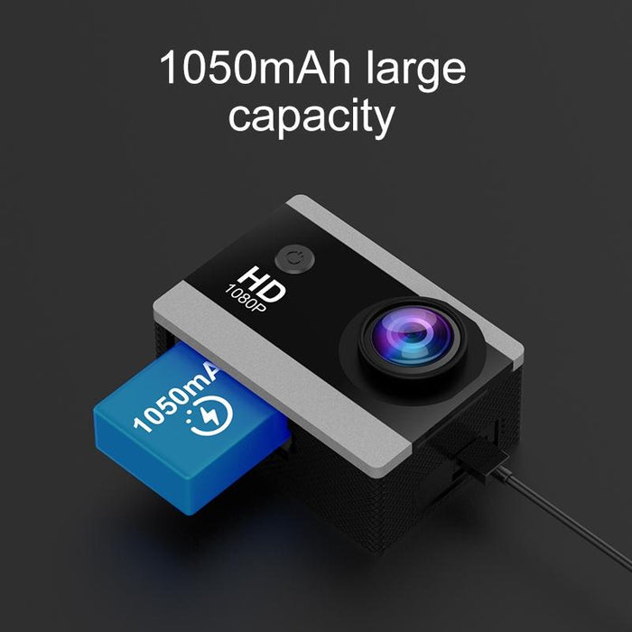 2.0 Inch Ips Hd Action Camera With Wide Angle Lens Black