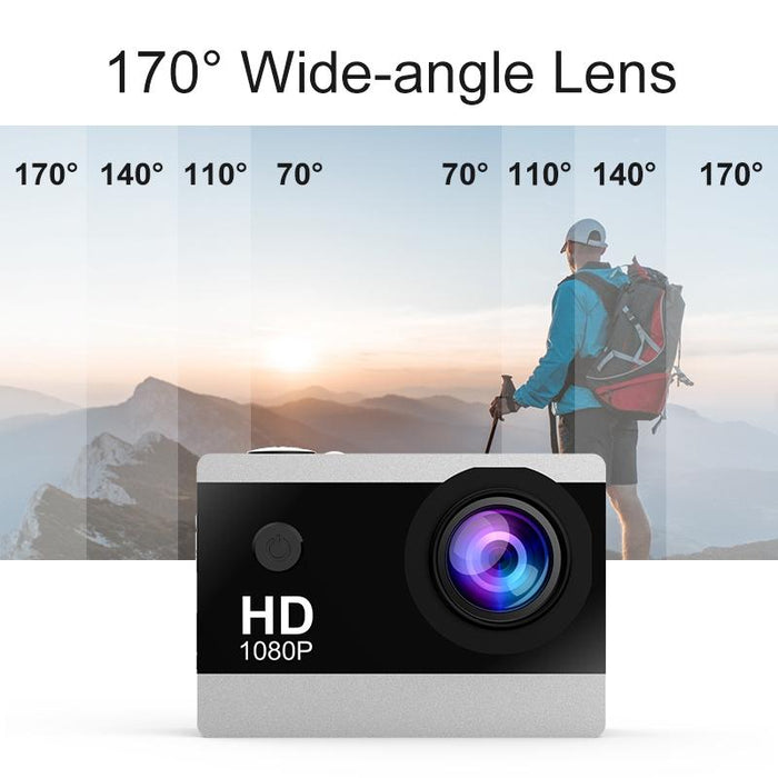 2.0 Inch Ips Hd Action Camera With Wide Angle Lens Black