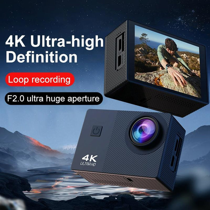 2.0 Inch Ips Hd Action Camera With Wide Angle Lens Black