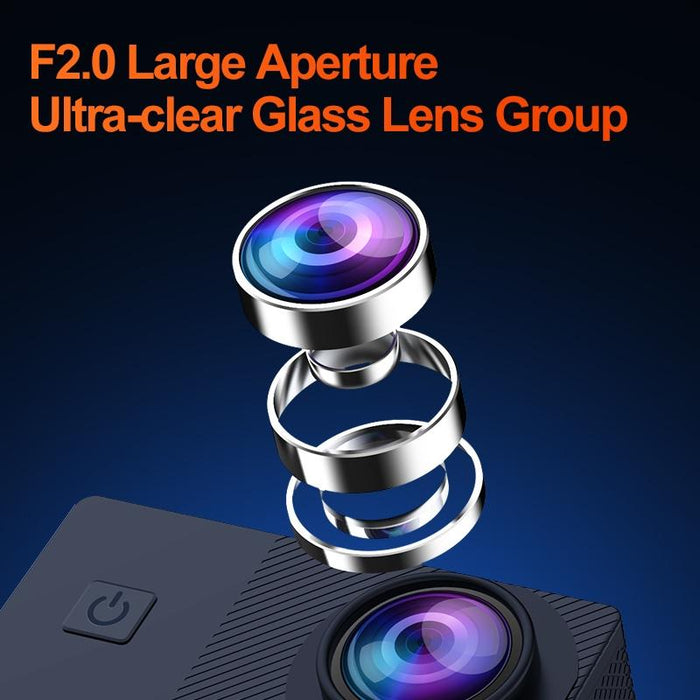 2.0 Inch Ips Hd Action Camera With Wide Angle Lens Black