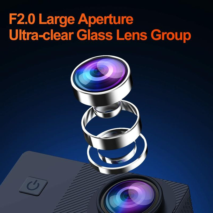 2.0 Inch Ips Hd Action Camera With Wide Angle Lens Black