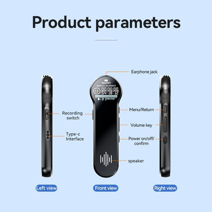 1 Inch Colour Screen Hd Noise Reduction Voice Recording Pen Memory 16Gb Black