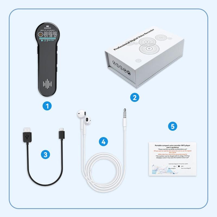 1 Inch Colour Screen Hd Noise Reduction Voice Recording Pen Memory 16Gb Black