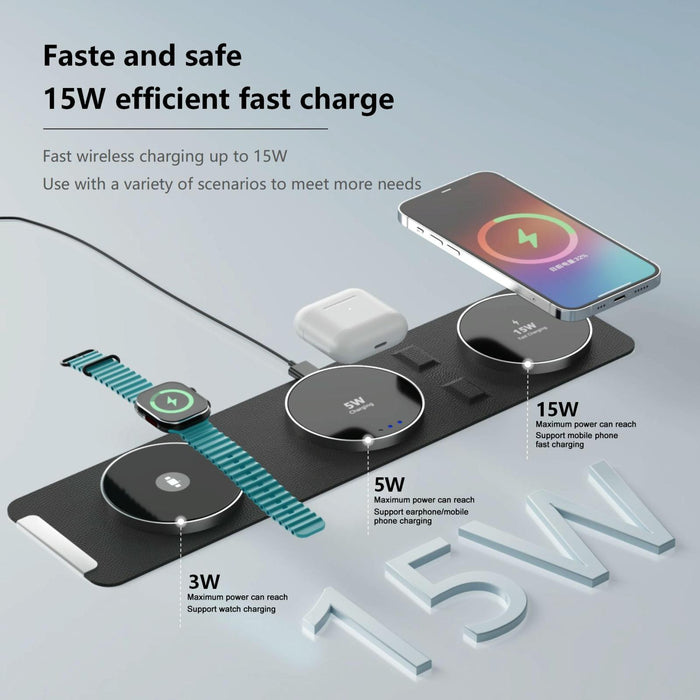 15W 3 In 1 Magnetic Wireless Charger