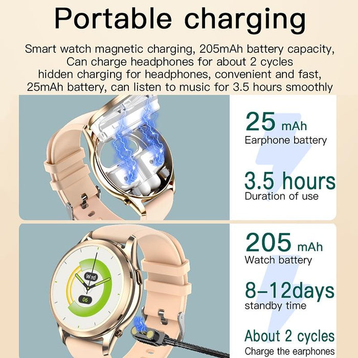 1.27 Inch Ip67 Waterproof 2 In 1 Bluetooth Earphone Smart Watch