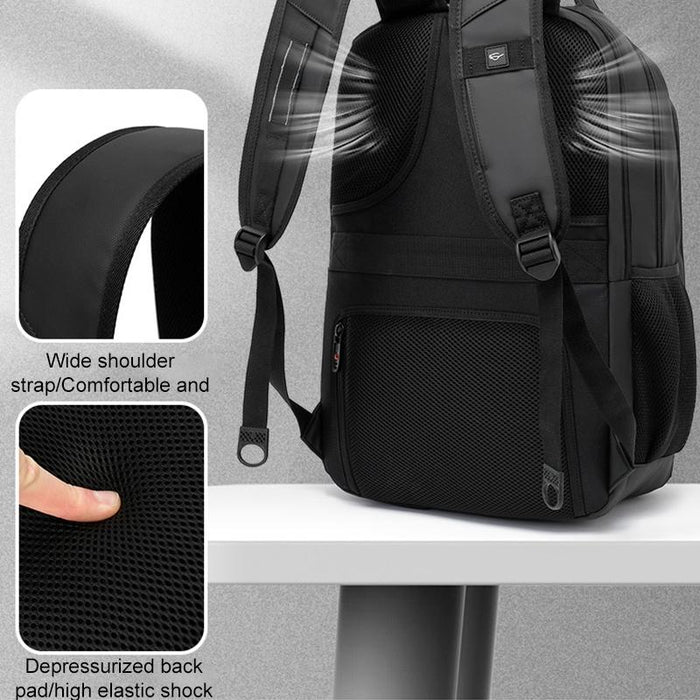Waterproof Double Shoulder Backpack With Usb Black