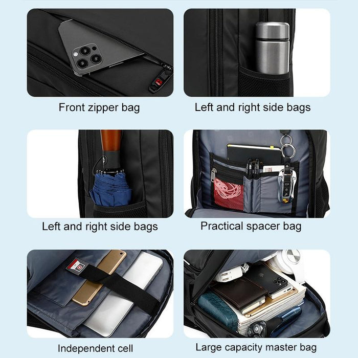 Waterproof Double Shoulder Backpack With Usb Black