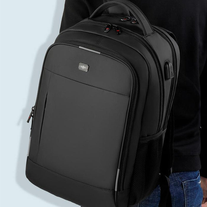 Waterproof Double Shoulder Backpack With Usb Black