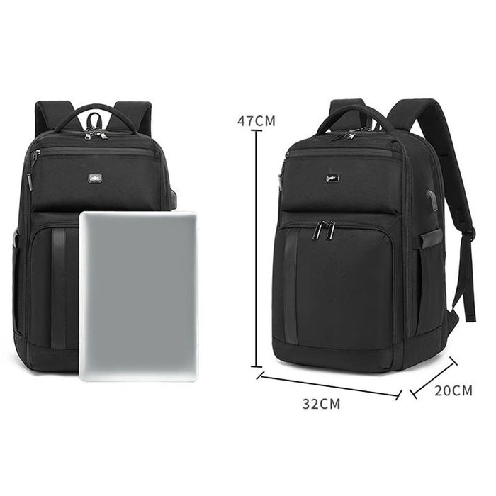 19 Inch Large Capacity Waterproof Backpack With Usb Black