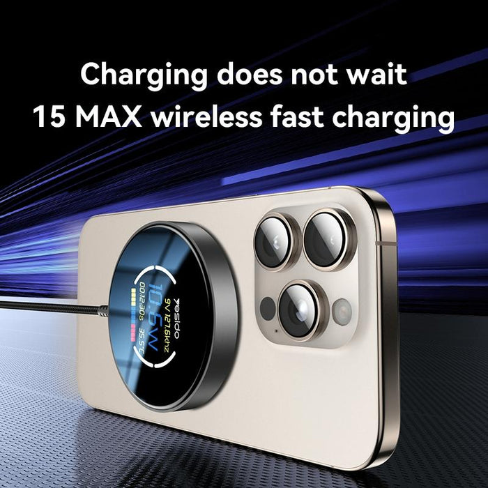 15W Magnetic Wireless Charger With Digital Display 1.2M