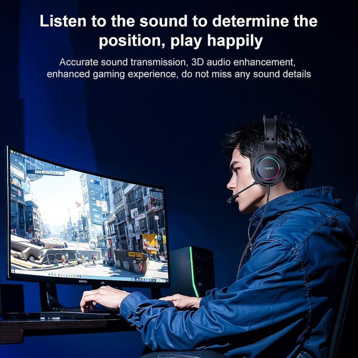 Usb Wired Rgb Gaming Headset With Mic 1.2M Cable Black