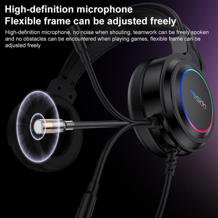 Usb Wired Rgb Gaming Headset With Mic 1.2M Cable Black