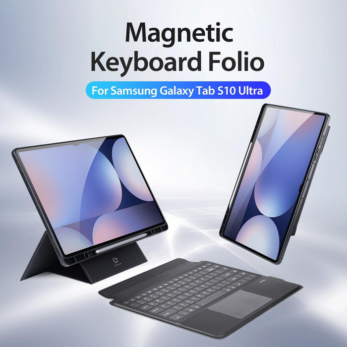 For Samsung Galaxy Tab S10 Ultra Dk Series Magnetic Wireless Bluetooth Keyboard Tablet Case Black