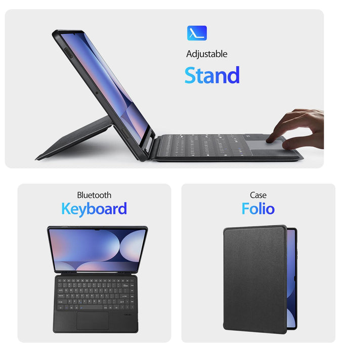 For Samsung Galaxy Tab S10 Ultra Dk Series Magnetic Wireless Bluetooth Keyboard Tablet Case Black