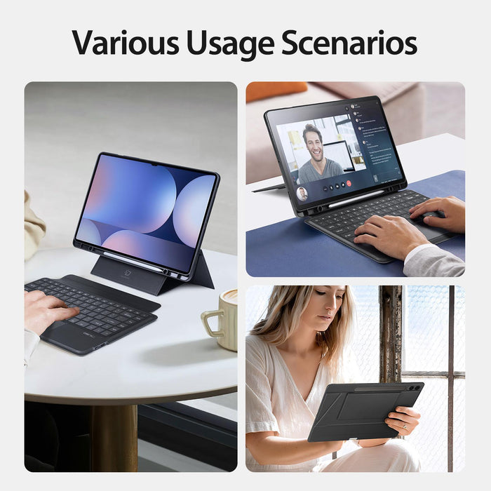 For Samsung Galaxy Tab S10 Ultra Dk Series Magnetic Wireless Bluetooth Keyboard Tablet Case Black