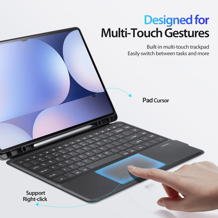 For Samsung Galaxy Tab S10 Ultra Dk Series Magnetic Wireless Bluetooth Keyboard Tablet Case Black