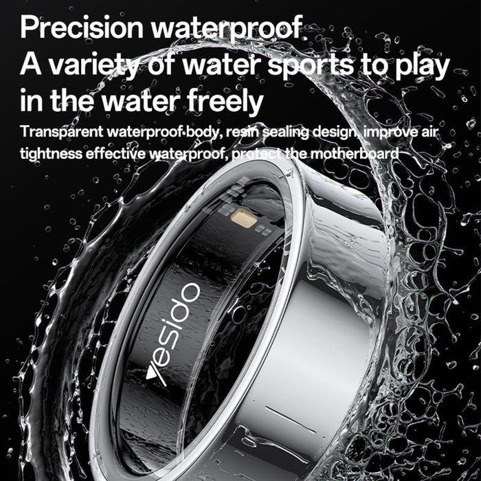 Smart Health Ring Temp Heart Rate Bp Reminder Black