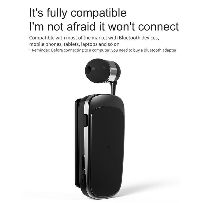 K52 Business Lavalier Retractable Cable Bluetooth Earphone