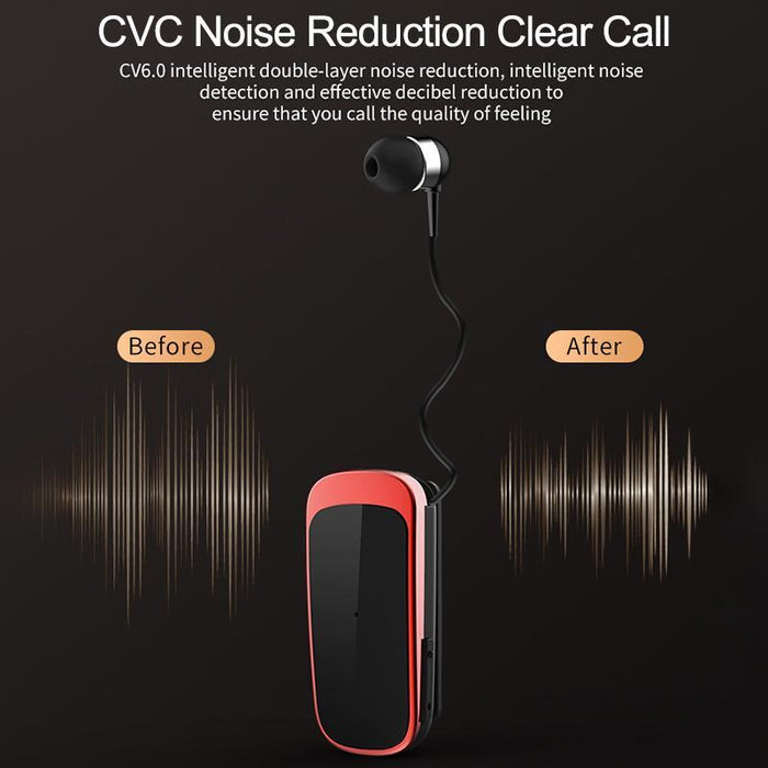 K52 Business Lavalier Retractable Cable Bluetooth Earphone