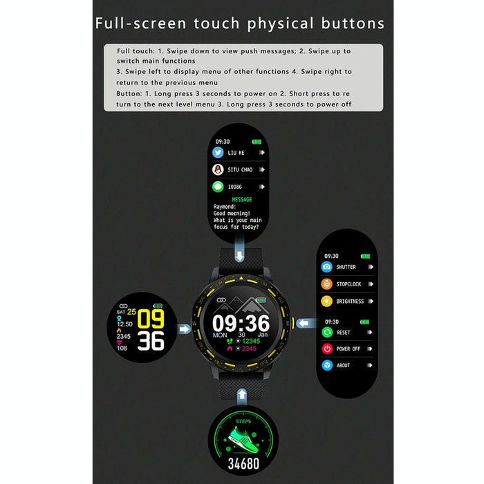 1.3 Inch Tft Screen Ip67 Waterproof Smart Watch Bracelet Support Sleep Monitor / Heart Rate Monitor / Blood Pressure Monitoring