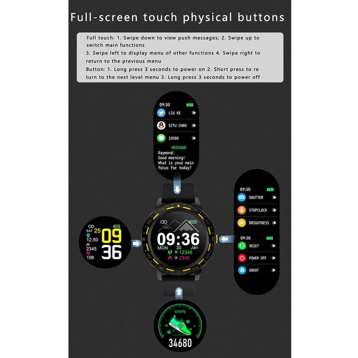 1.3 Inch Tft Screen Ip67 Waterproof Smart Watch Bracelet Support Sleep Monitor / Heart Rate Monitor / Blood Pressure Monitoring