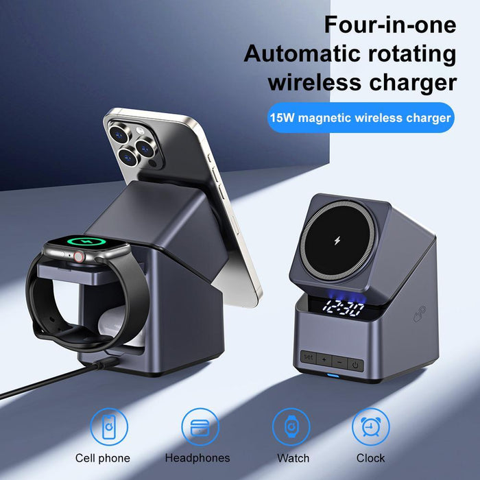 180° Rotating 4 In 1 Magnetic Wireless Charger Grey