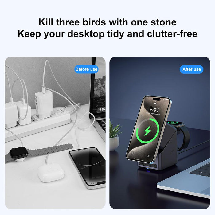 180° Rotating 4 In 1 Magnetic Wireless Charger Grey
