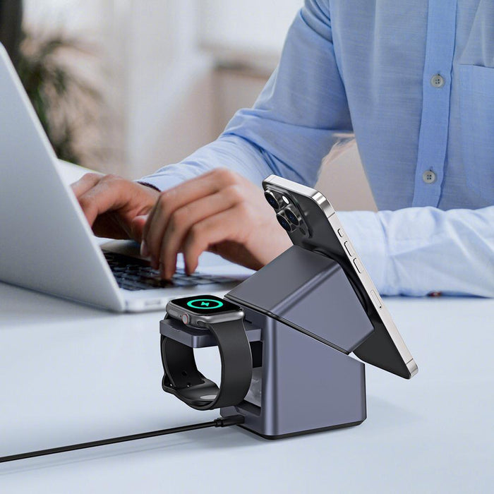 180° Rotating 4 In 1 Magnetic Wireless Charger Grey