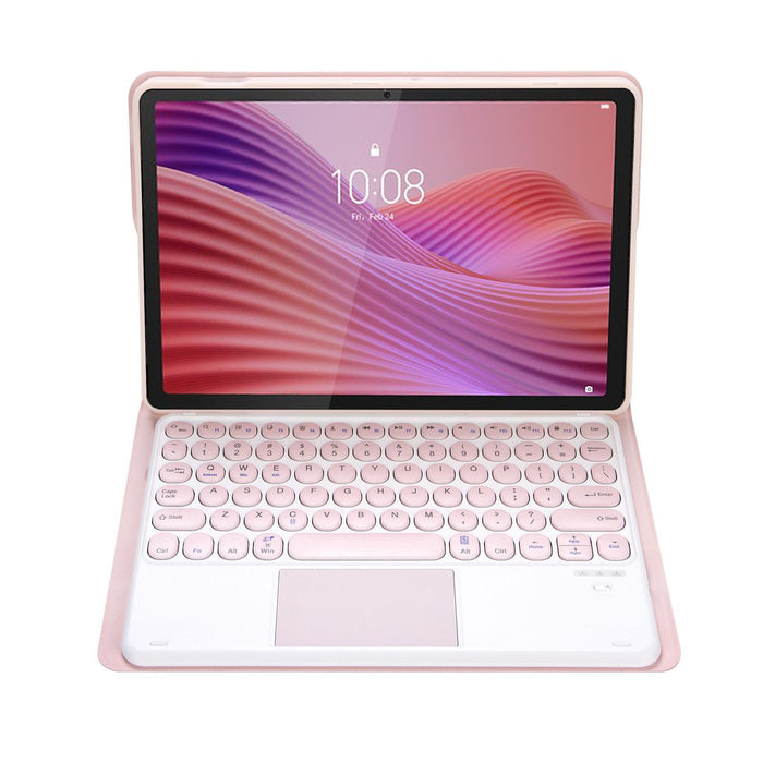 For Lenovo Tab 10.1 / Zhaoyang K10C 10.1 Yultra-Thin Detachable Round Keycap Bluetooth Keyboard Leather Tablet Case With Touchpad