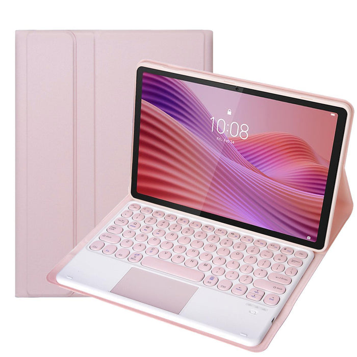 For Lenovo Tab 10.1 / Zhaoyang K10C 10.1 Yultra-Thin Detachable Round Keycap Bluetooth Keyboard Leather Tablet Case With Touchpad