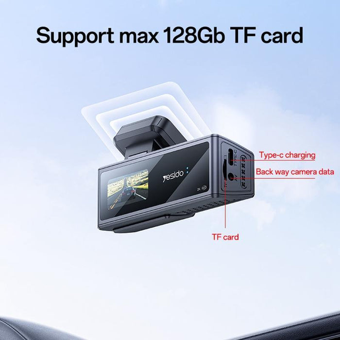1K Hd Dual Dash Cam With 1.47 Screen Black