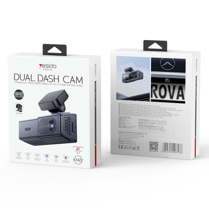 1K Hd Dual Dash Cam With 1.47 Screen Black