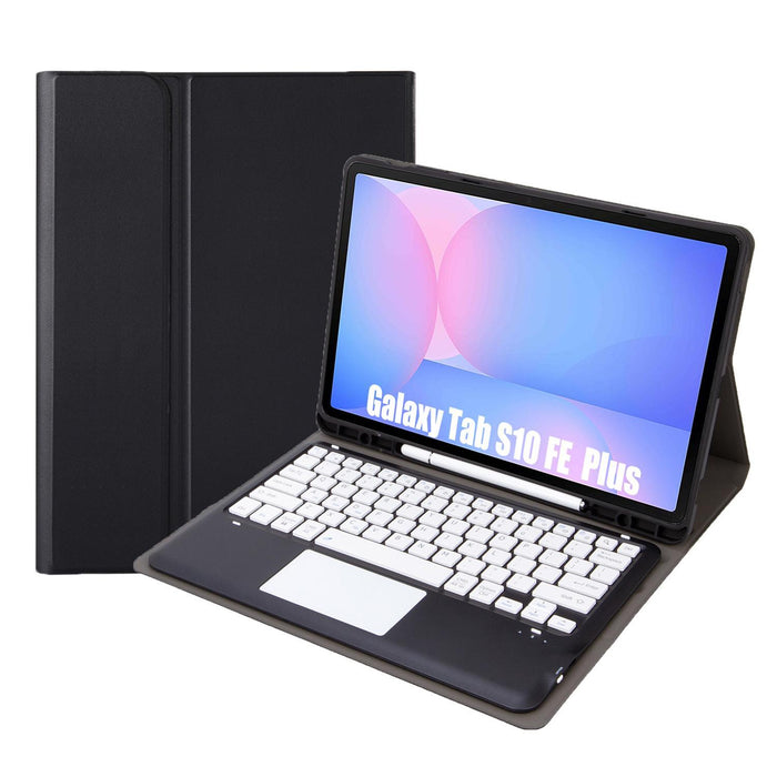 For Samsung Galaxy Tab S10 Fe+ Touch Pad Detachable Bluetooth Keyboard Leather Tablet Case
