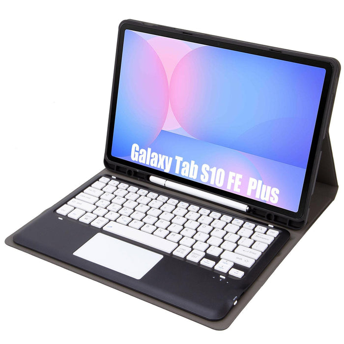 For Samsung Galaxy Tab S10 Fe+ Touch Pad Detachable Bluetooth Keyboard Leather Tablet Case