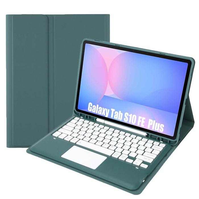 For Samsung Galaxy Tab S10 Fe+ Touch Pad Detachable Bluetooth Keyboard Leather Tablet Case