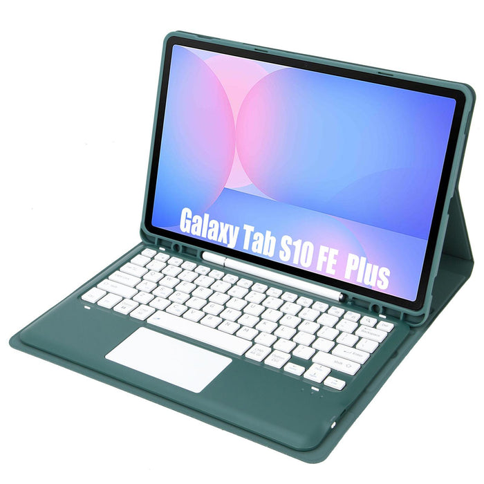 For Samsung Galaxy Tab S10 Fe+ Touch Pad Detachable Bluetooth Keyboard Leather Tablet Case
