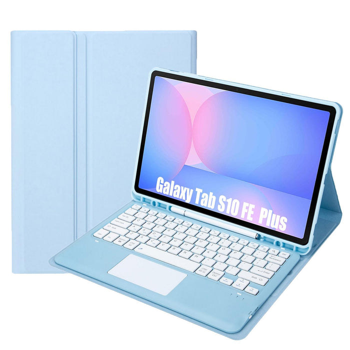 For Samsung Galaxy Tab S10 Fe+ Touch Pad Detachable Bluetooth Keyboard Leather Tablet Case