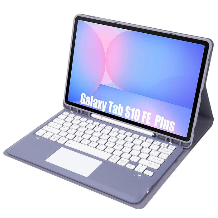 For Samsung Galaxy Tab S10 Fe+ Touch Pad Detachable Bluetooth Keyboard Leather Tablet Case