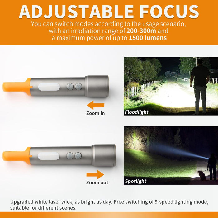 Waterproof White Laser Flashlight Aluminum Alloy