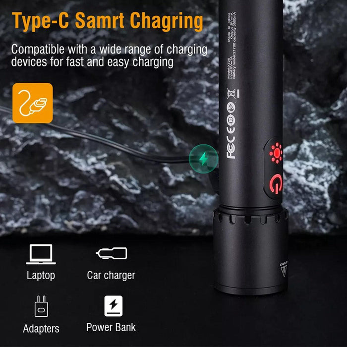 Waterproof White Laser Flashlight With Telescopic Zoom