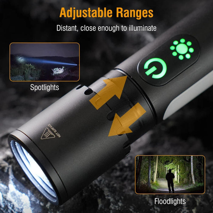Waterproof White Laser Flashlight With Telescopic Zoom