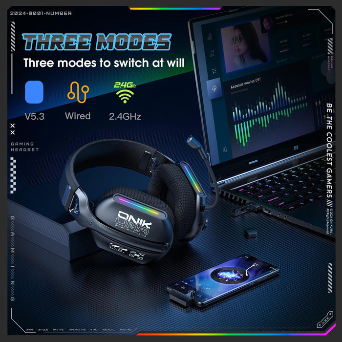 Tri-Mode Bluetooth Gaming Headset Black